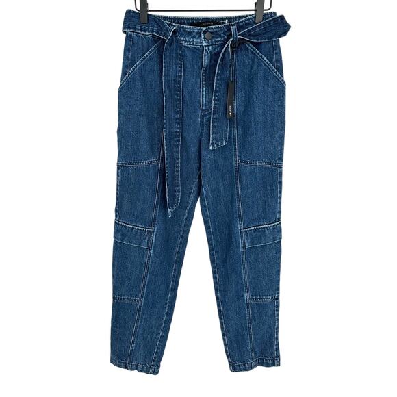 J Brand New! Athena Utility Tie Waist Jeans Blue Dark Wash Casual Stretch 26 - Picture 2 of 16